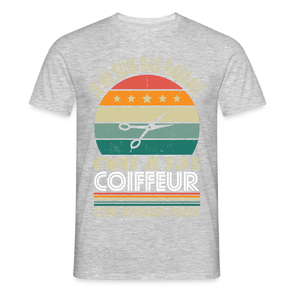 T-shirt Homme - Je ne suis pas parfait mais je suis Coiffeur - gris chiné