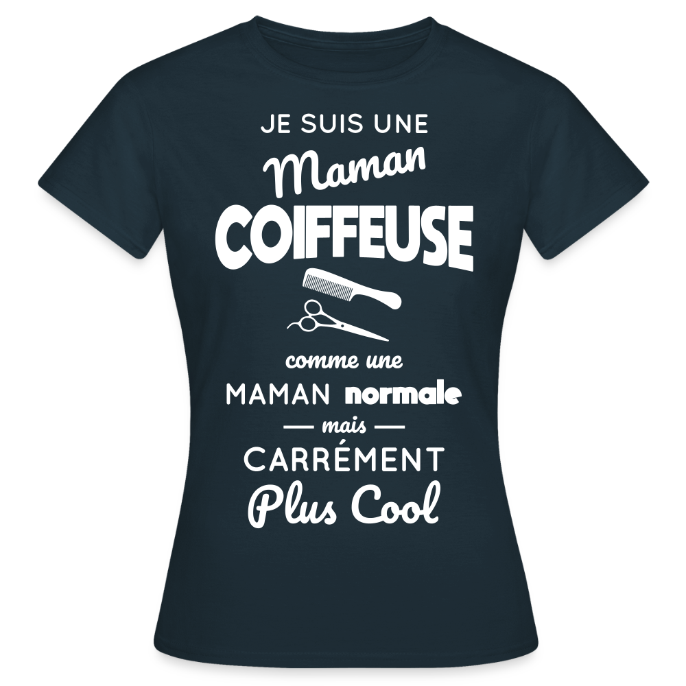 T-shirt Femme - Maman coiffeuse plus cool - marine