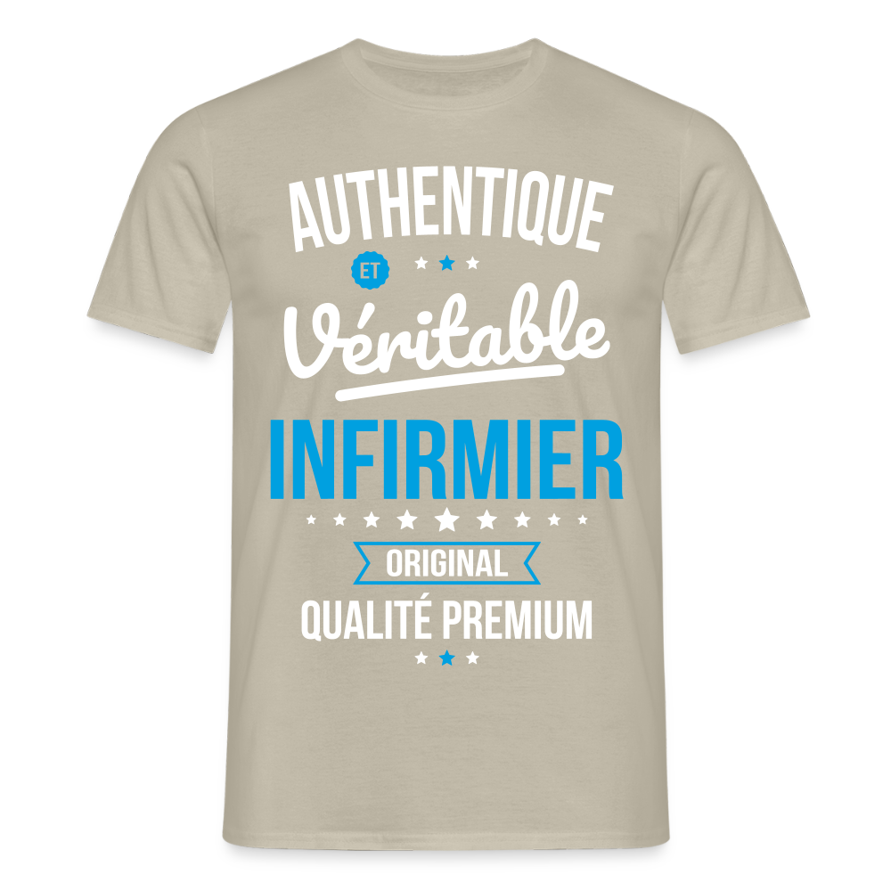 T-shirt Homme - Authentique et véritable Infirmier - beige sable