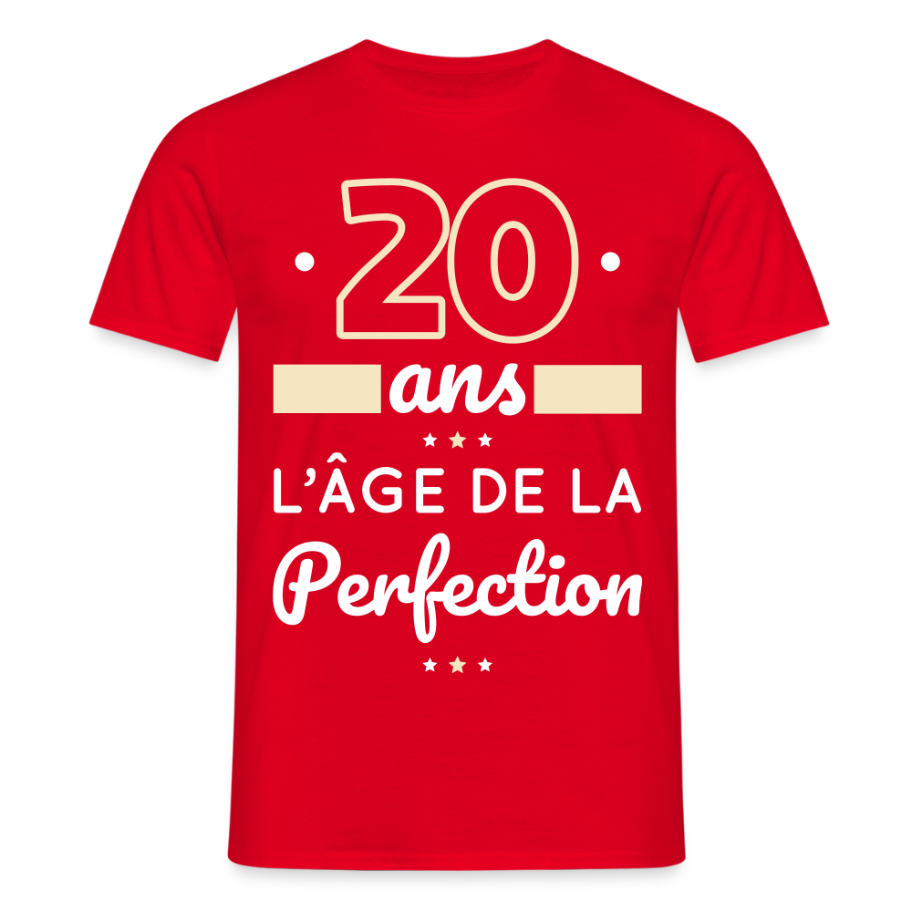 T-shirt Homme - 20 ans l'âge de la perfection - rouge