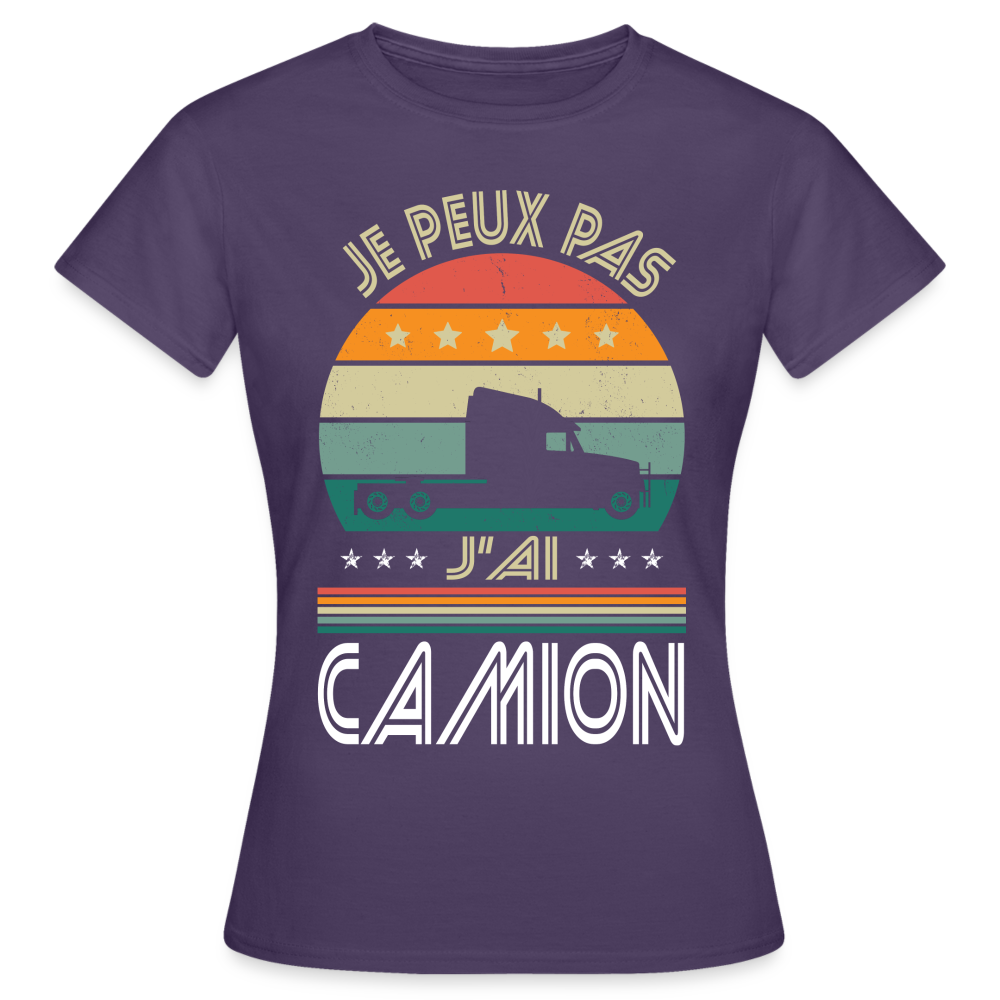 T-shirt Femme - Je peux pas j'ai Camion - violet foncé