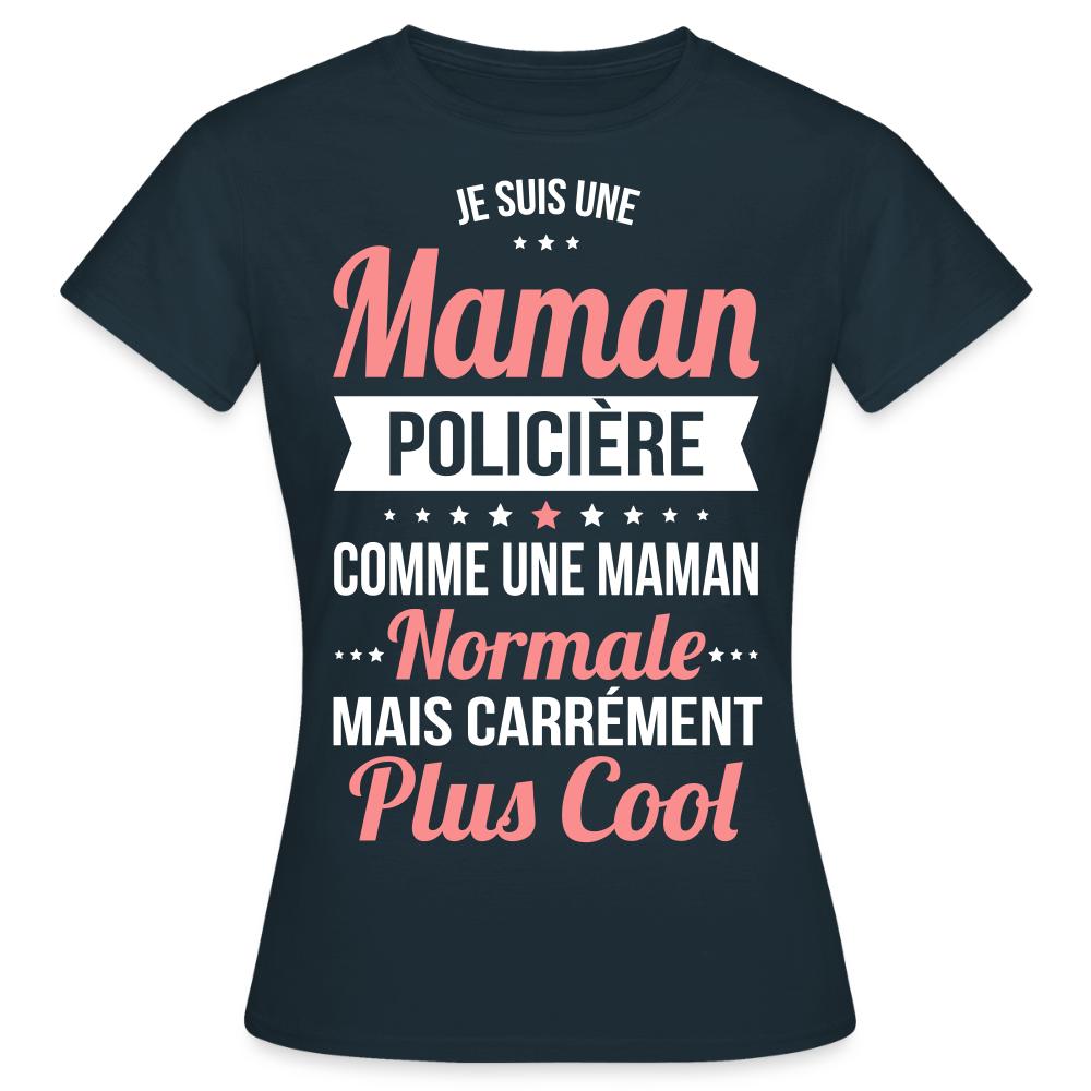 T-shirt Femme - Maman policière plus cool - marine