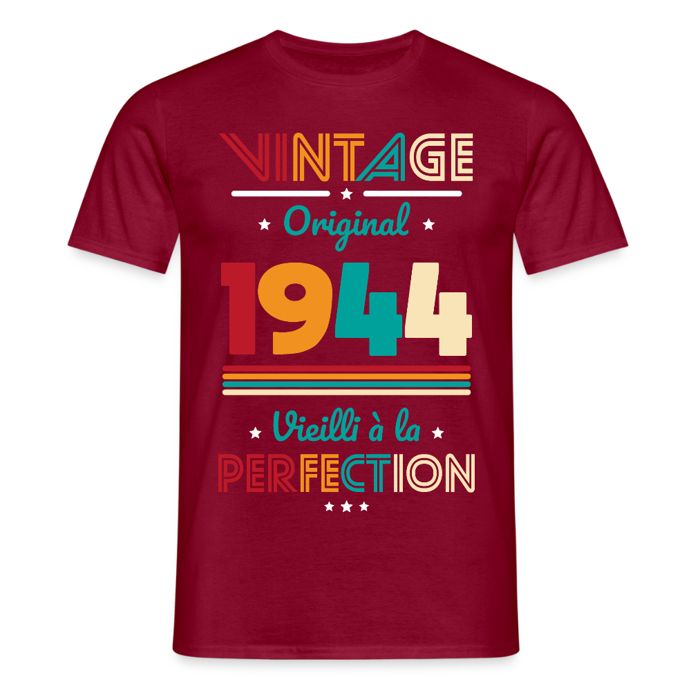 T-shirt Homme - Anniversaire 81 Ans - Vintage Original 1944 - rouge brique