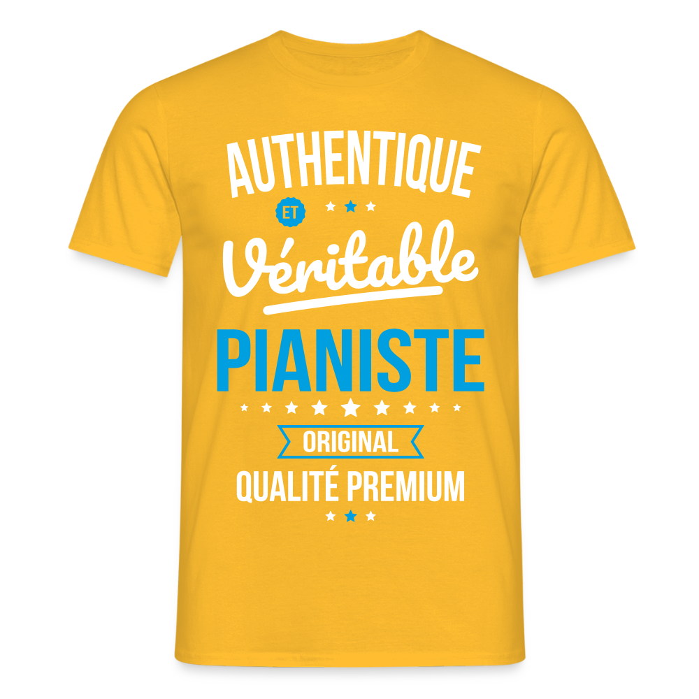 T-shirt Homme - Authentique et véritable Pianiste - jaune