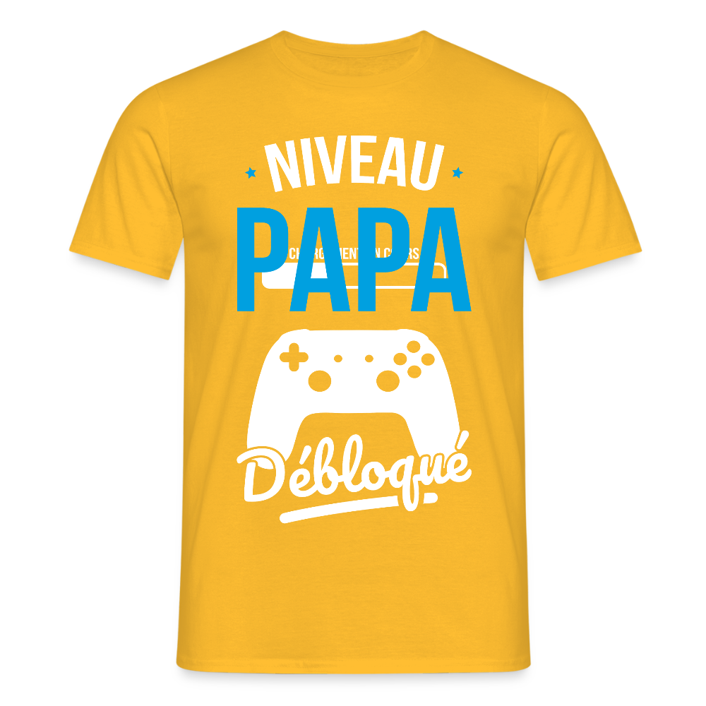 T-shirt Homme - Niveau Papa Débloqué - jaune