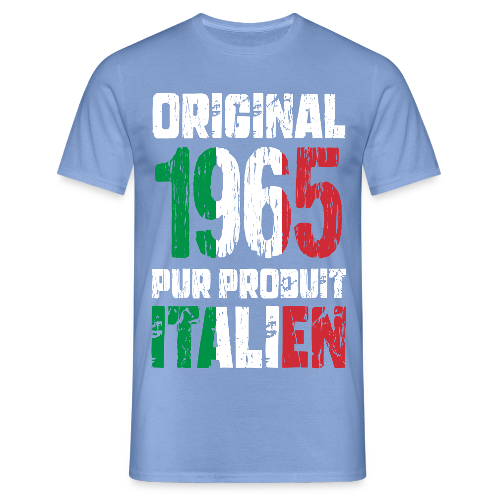 T-shirt Homme - Anniversaire 60 Ans - Original 1965 - Pur produit Italien - carolina blue