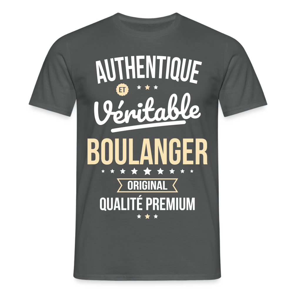T-shirt Homme - Authentique et véritable Boulanger - charbon