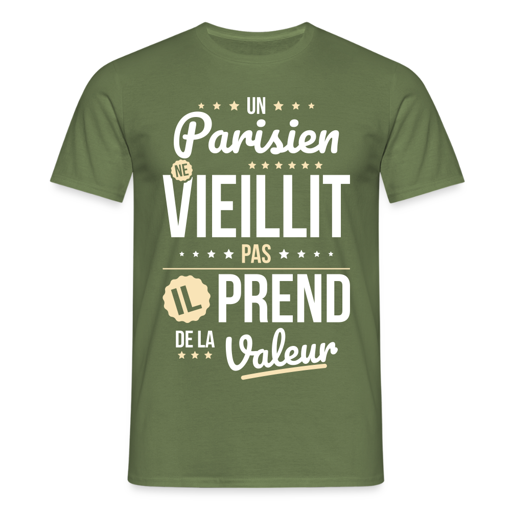 T-shirt Homme - Un Parisien ne vieillit pas - vert militaire
