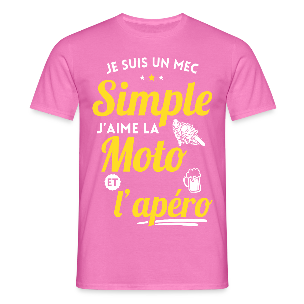 T-shirt Homme - J'aime la moto et l'apéro - rose