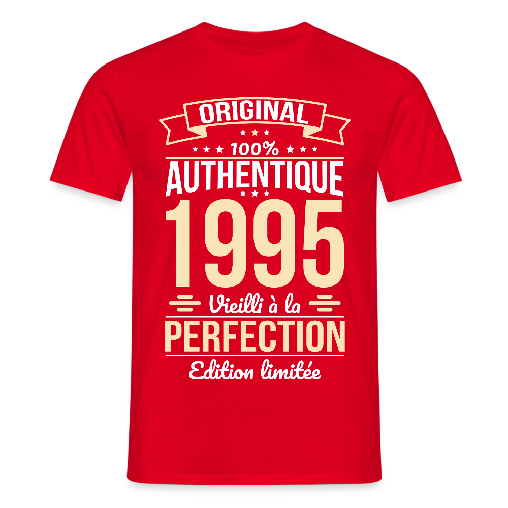 T-shirt Homme - Anniversaire 30 Ans - Original 1995 - rouge