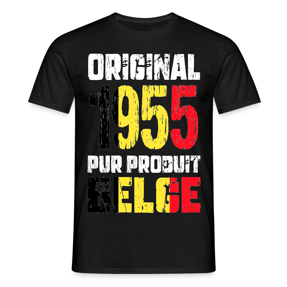 T-shirt Homme - Anniversaire 70 Ans - Original 1955 - Pur produit Belge - noir
