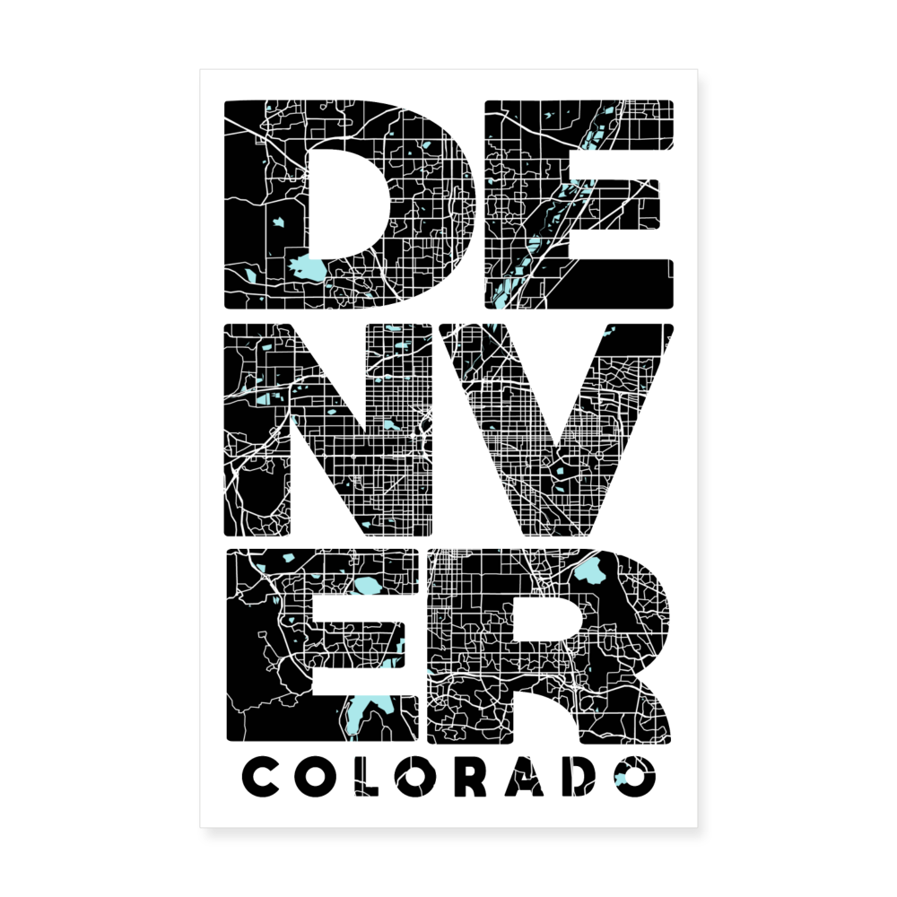 Poster Denver - Plan Denver - 20 x 30 cm - blanc