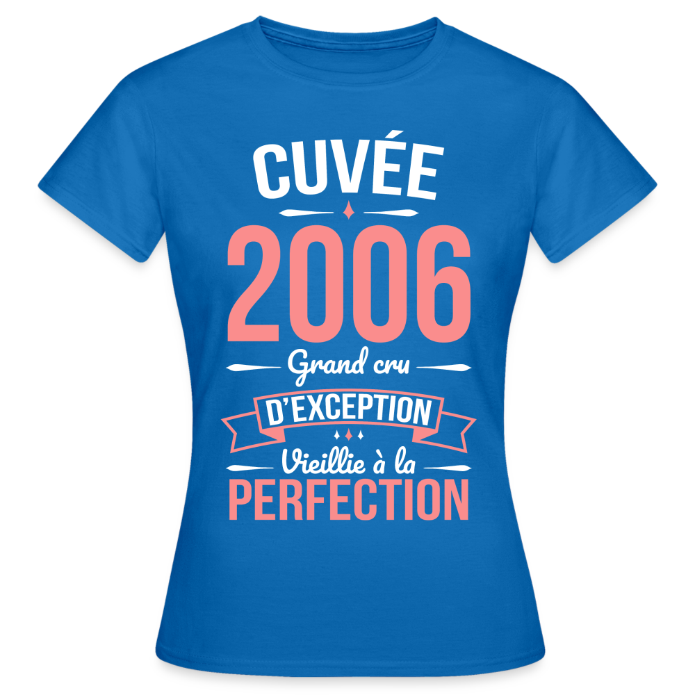 T-shirt Femme - Anniversaire 19 Ans - Cuvée 2006 - bleu royal