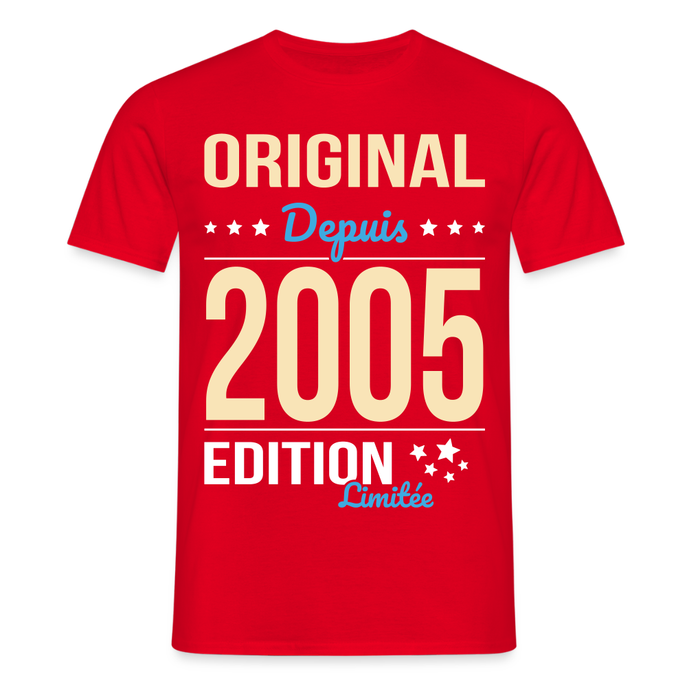 T-shirt Homme - Anniversaire 20 Ans - Original depuis 2005 - rouge