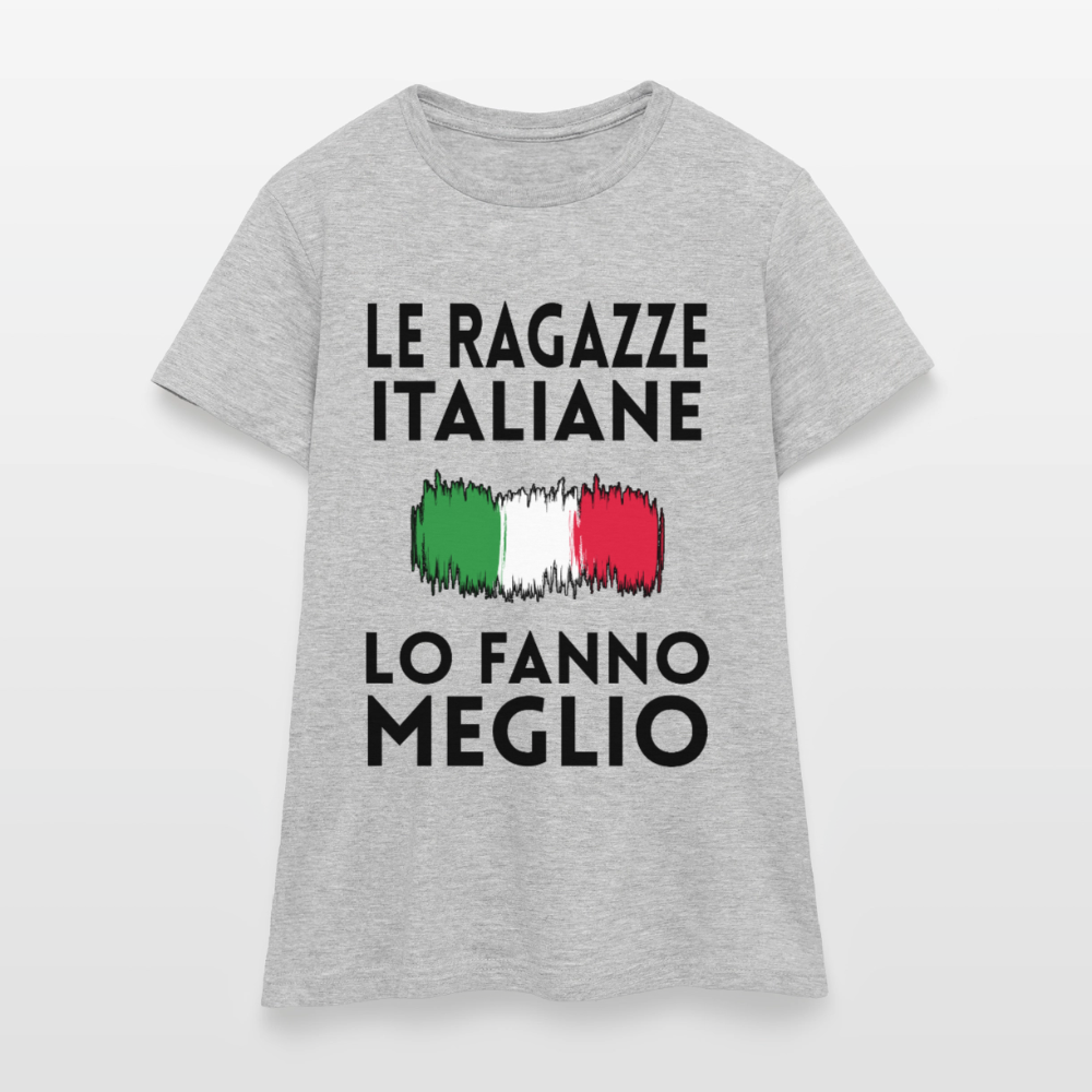 T-shirt femme coloris clair - Le ragazze italiane lo fanno meglio - gris chiné