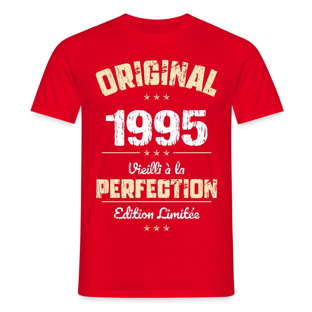 T-shirt Homme - Anniversaire 30 Ans - Original 1995 - rouge