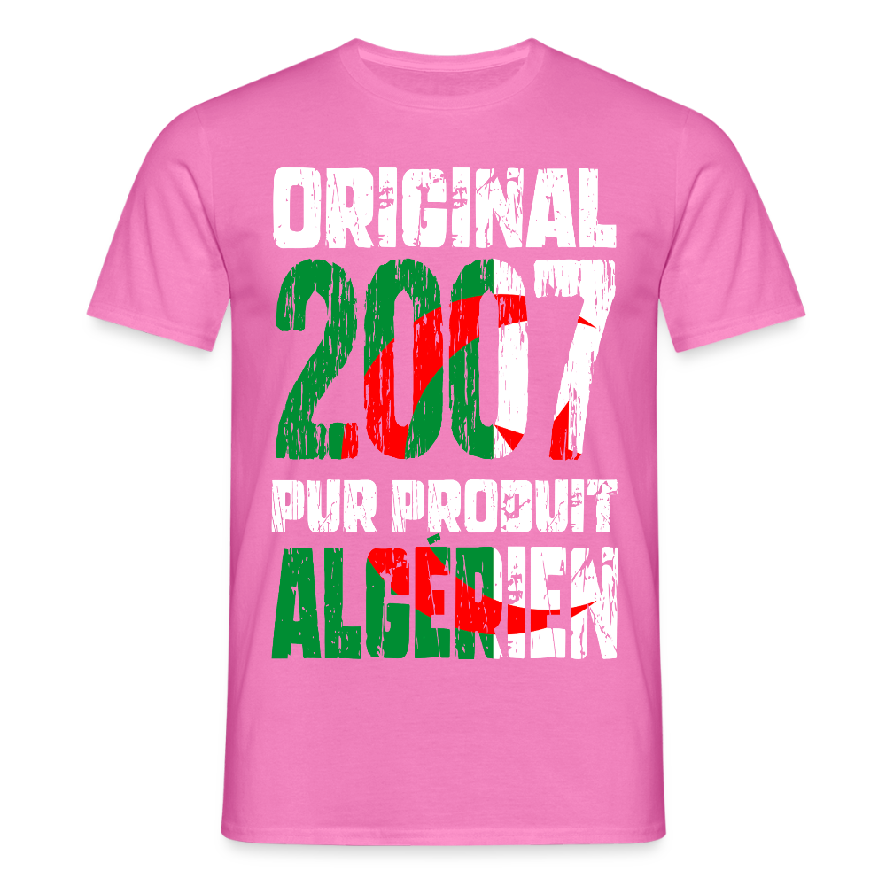 T-shirt Homme - Anniversaire 18 Ans - Original 2007 - Pur produit Algérien - rose
