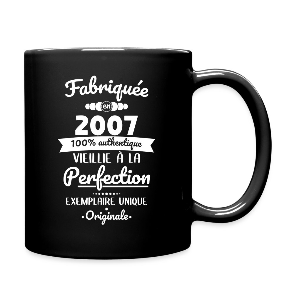 Mug uni - Anniversaire 18 Ans - Fabriquéeen 2007 - noir