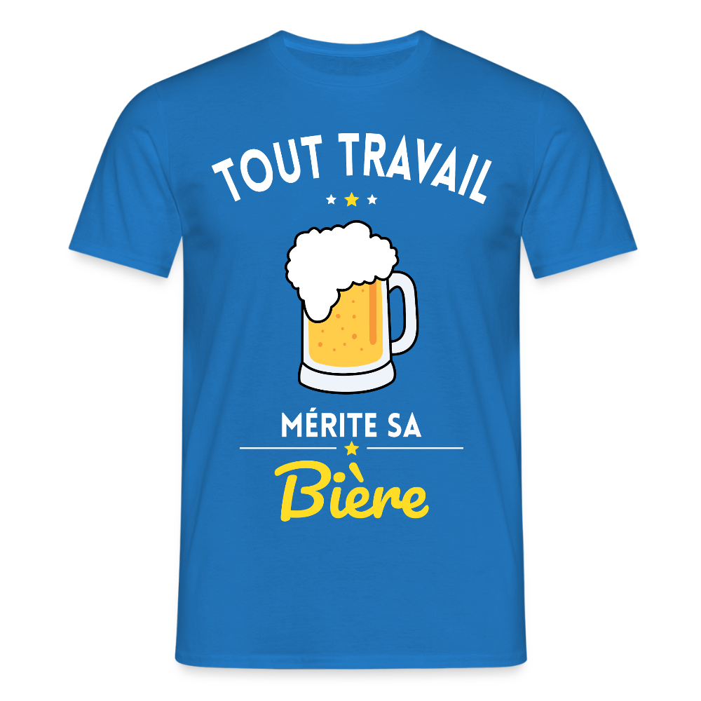 T-shirt Homme - Tout travail mérite sa bière - bleu royal