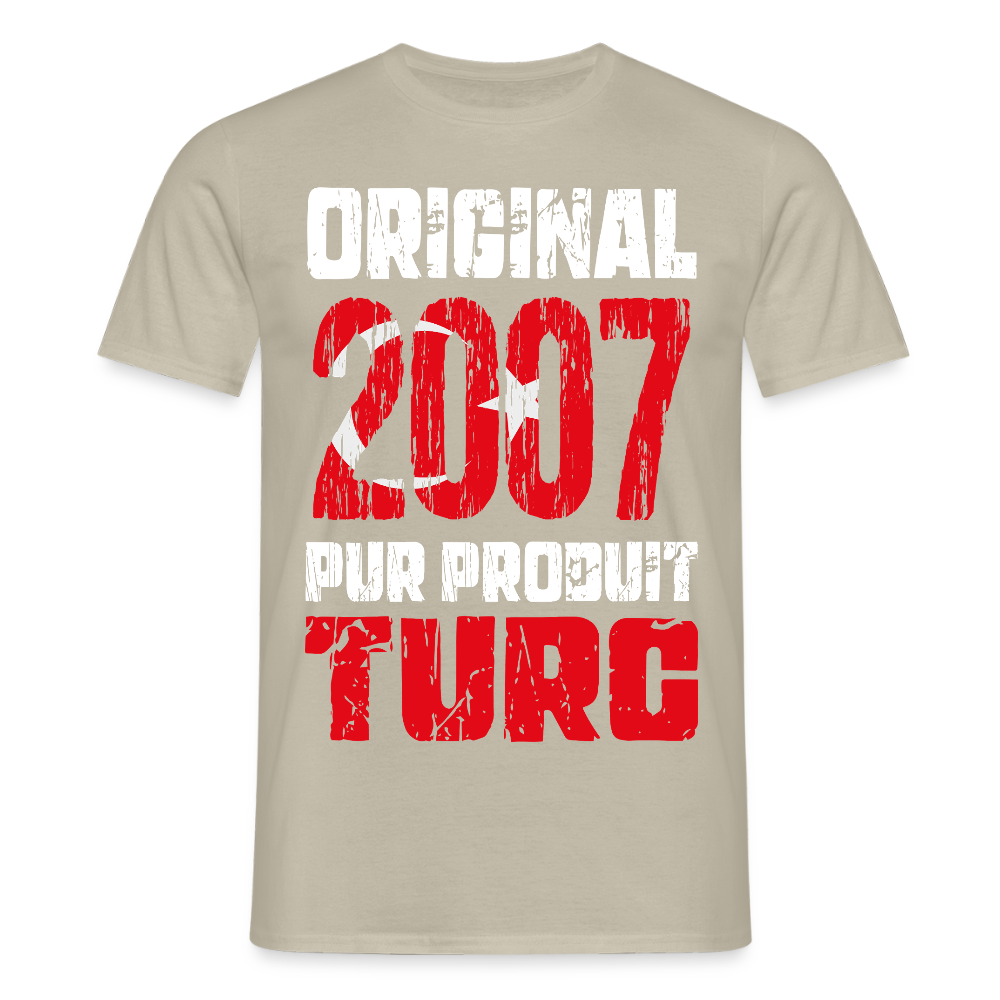 T-shirt Homme - Anniversaire 18 Ans - Original 2007 - Pur produit Turc - beige sable
