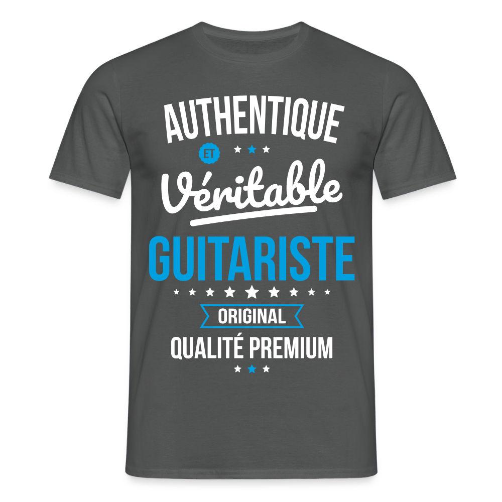T-shirt Homme - Authentique et véritable Guitariste - charbon