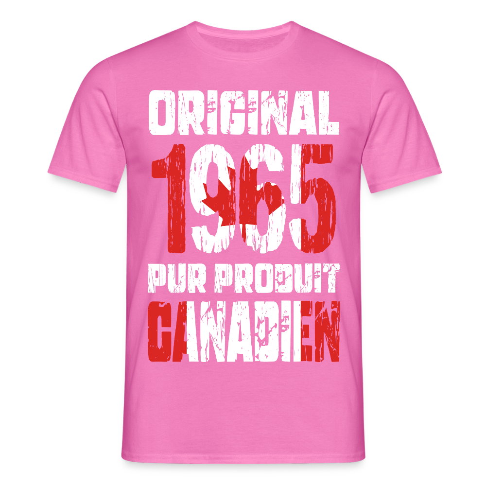 T-shirt Homme - Anniversaire 60 Ans - Original 1965 - Pur produit Canadien - rose