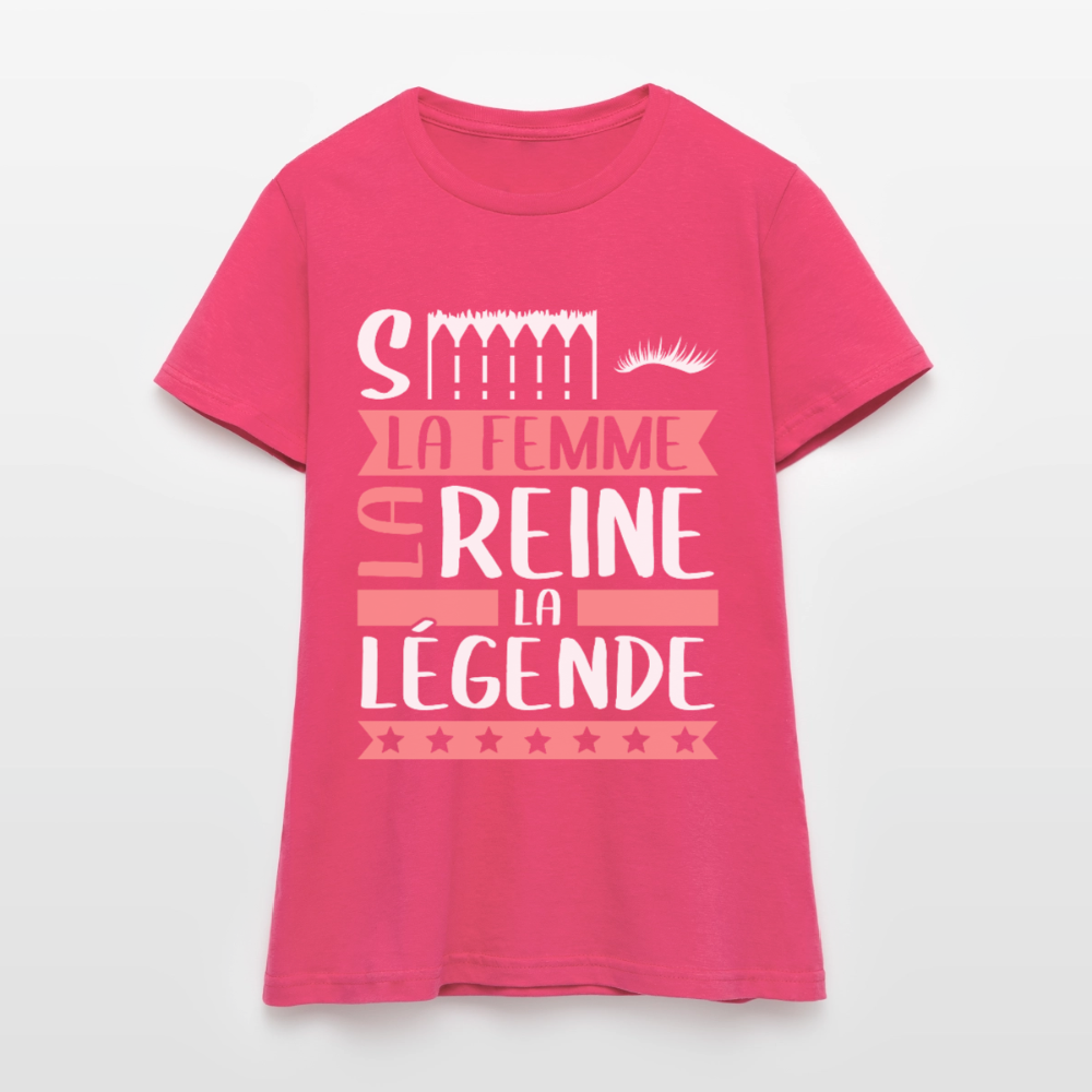 T-shirt femme Cécile rébus – La femme, la reine, la légende - rose azalée