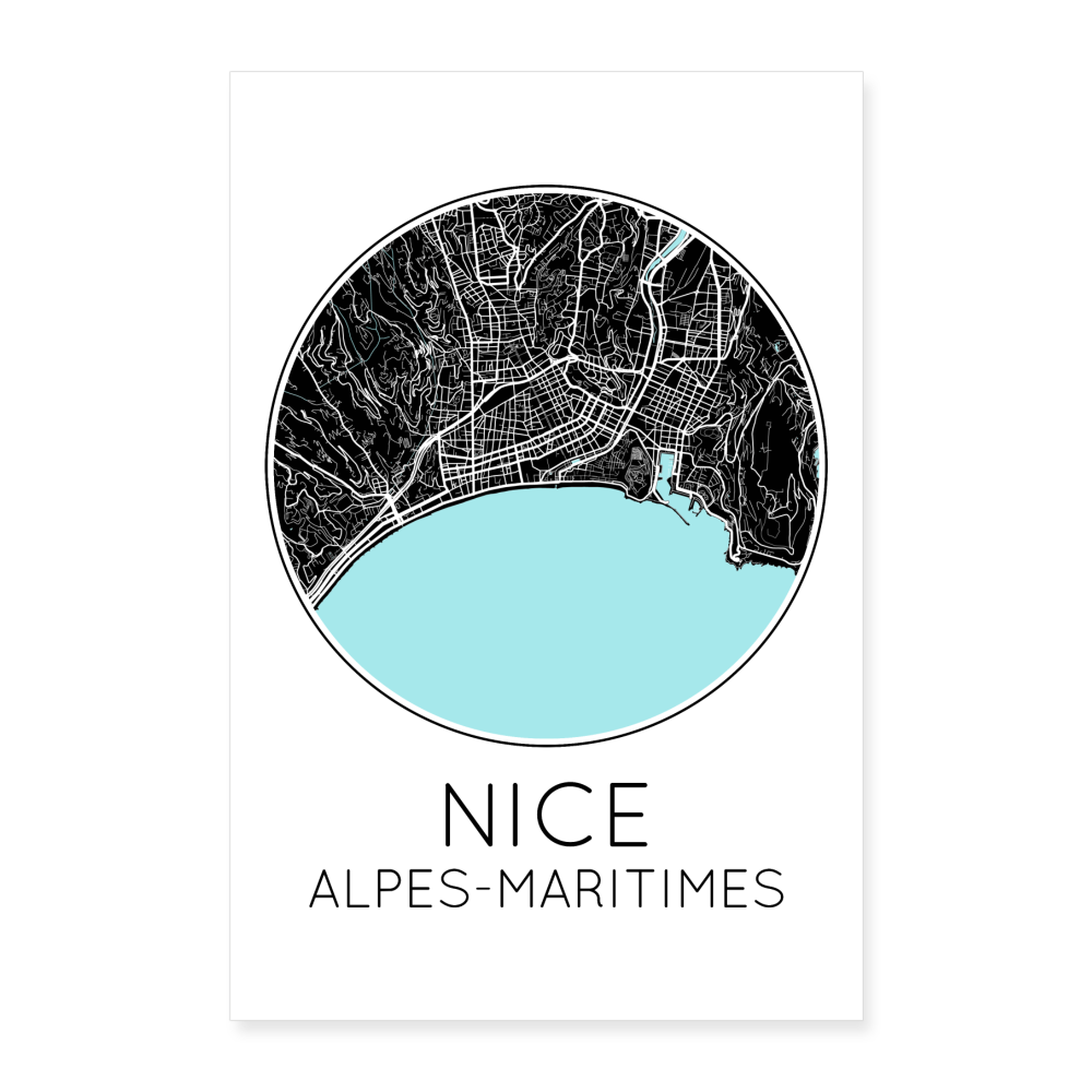 Poster Nice - Plan Nice - 60 x 90 cm - blanc