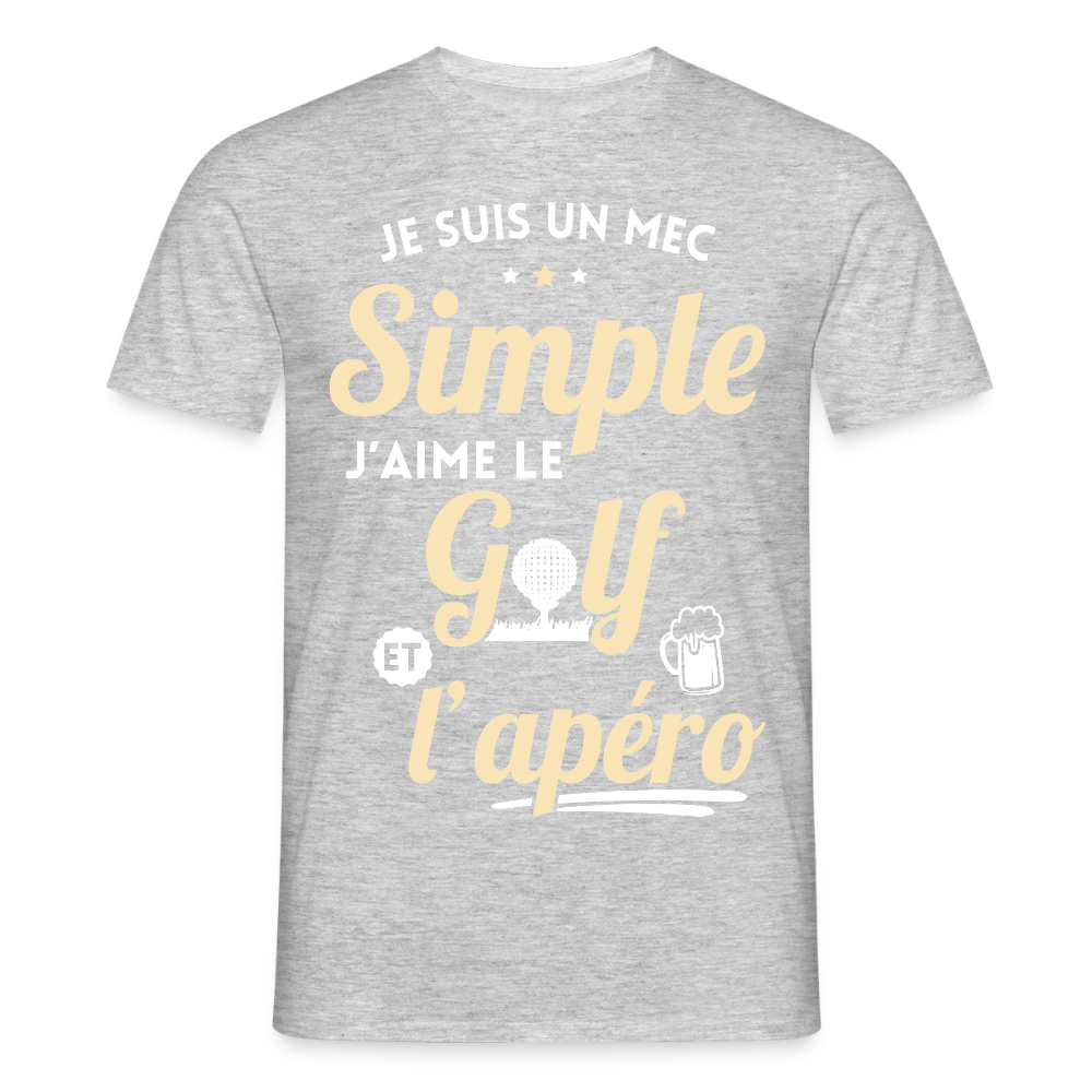 T-shirt Homme - J'aime le golf et l'apéro - gris chiné
