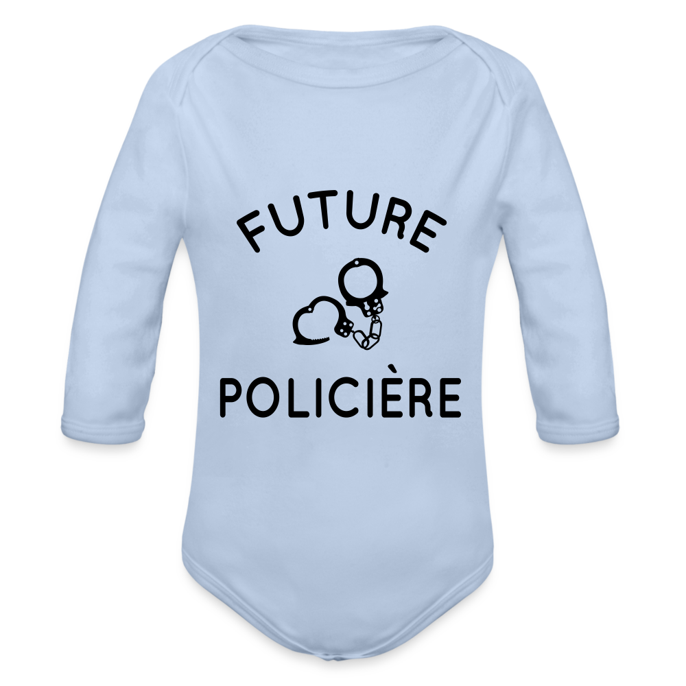 Body Bébé bio manches longues - Future policière - ciel