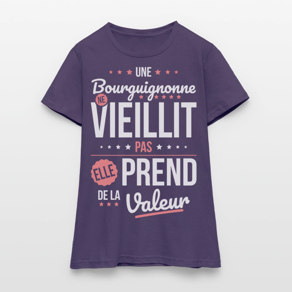 T-shirt Femme - Une Bourguignonne ne vieillit pas - violet foncé