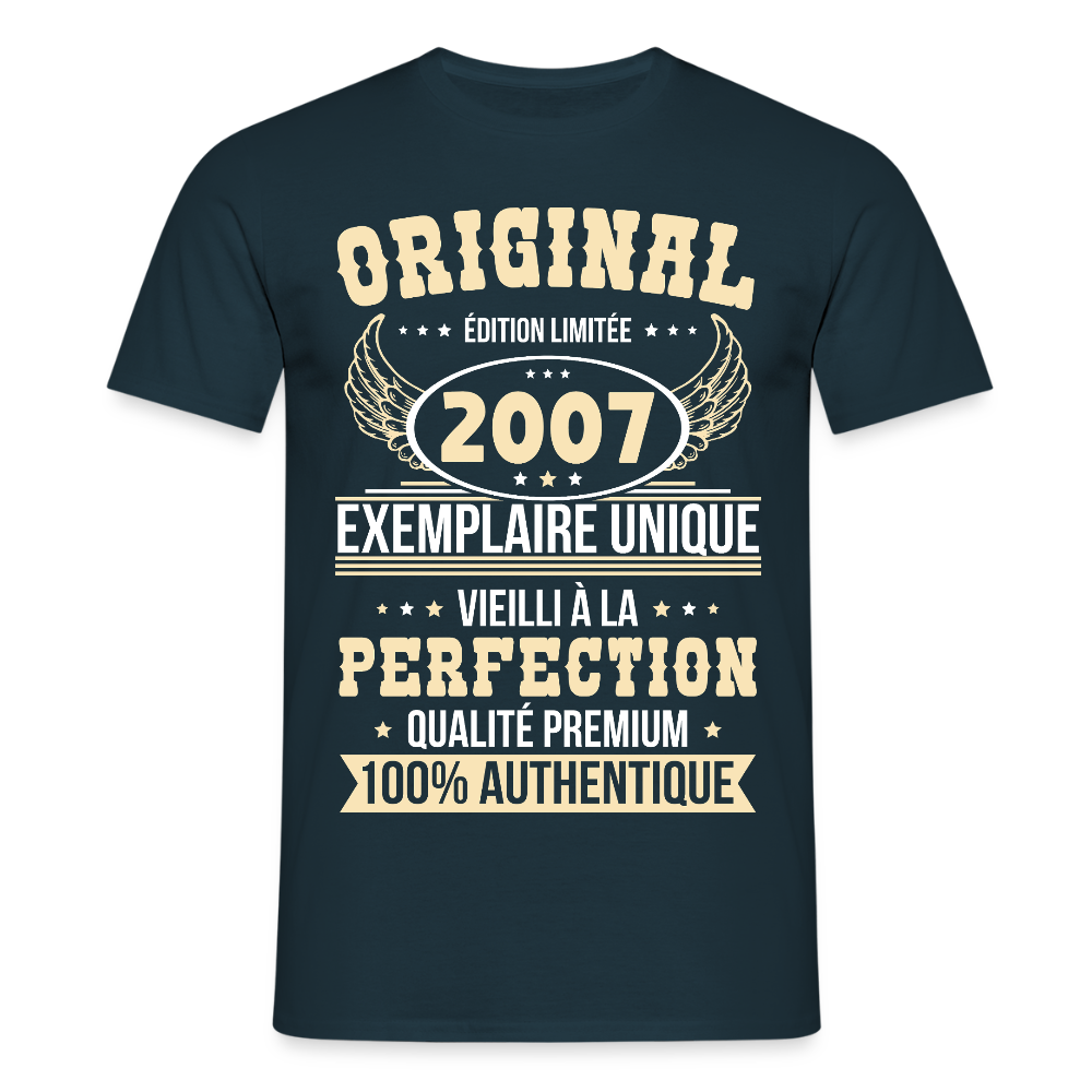 T-shirt Homme - Anniversaire 18 Ans - Original 2007 - marine