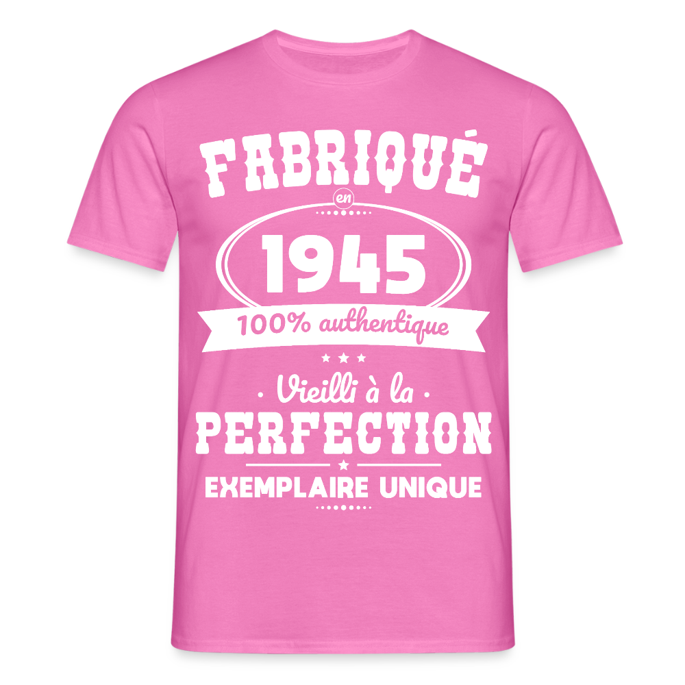 T-shirt Homme - Anniversaire 80 Ans - Fabriqué en 1945 - rose