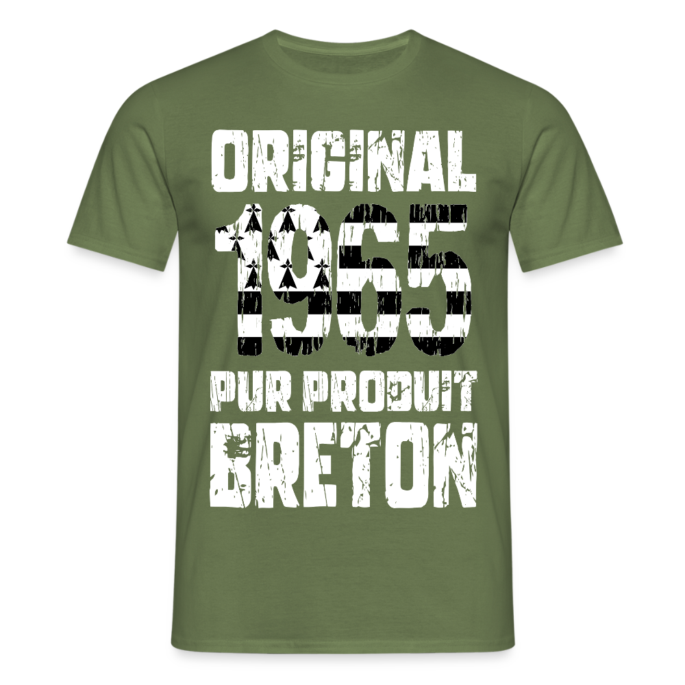 T-shirt Homme - Anniversaire 60 Ans - Original 1965 - Pur produit Breton - vert militaire