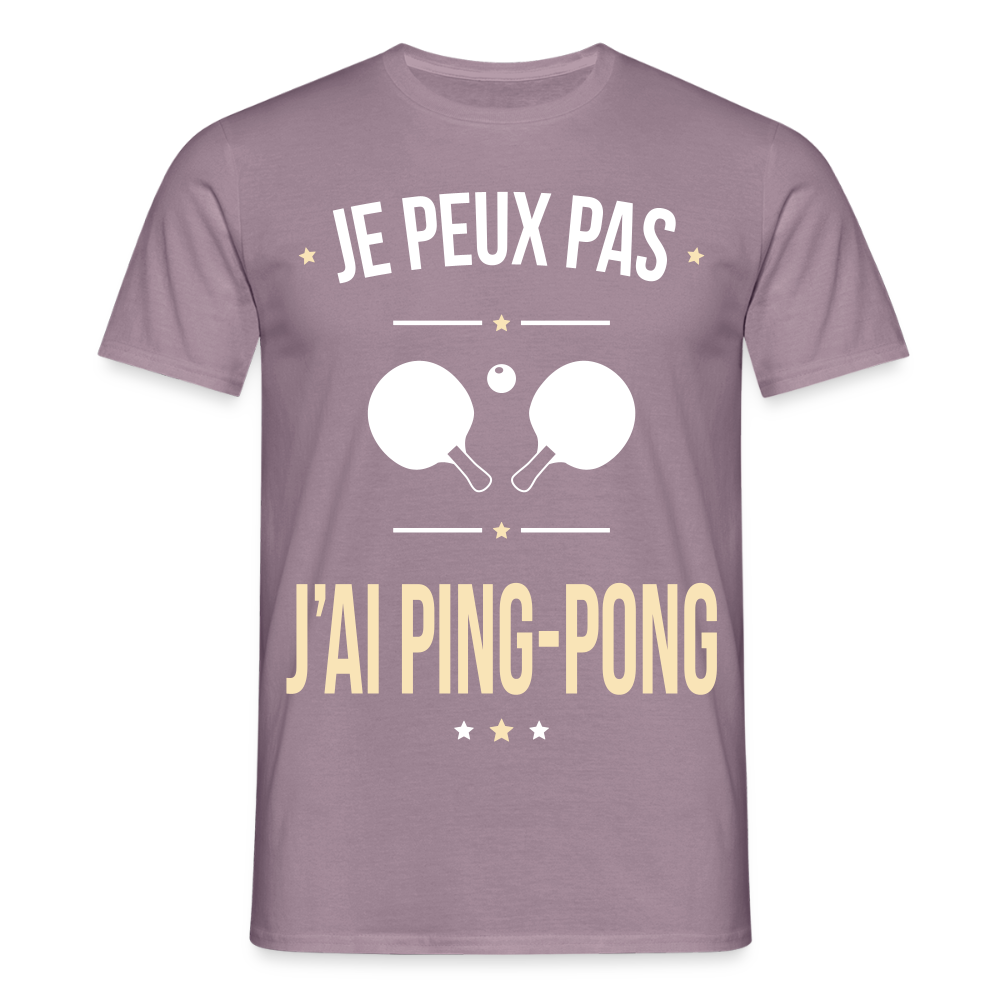 T-shirt Homme - Je peux pas j'ai Ping-pong - mauve gris