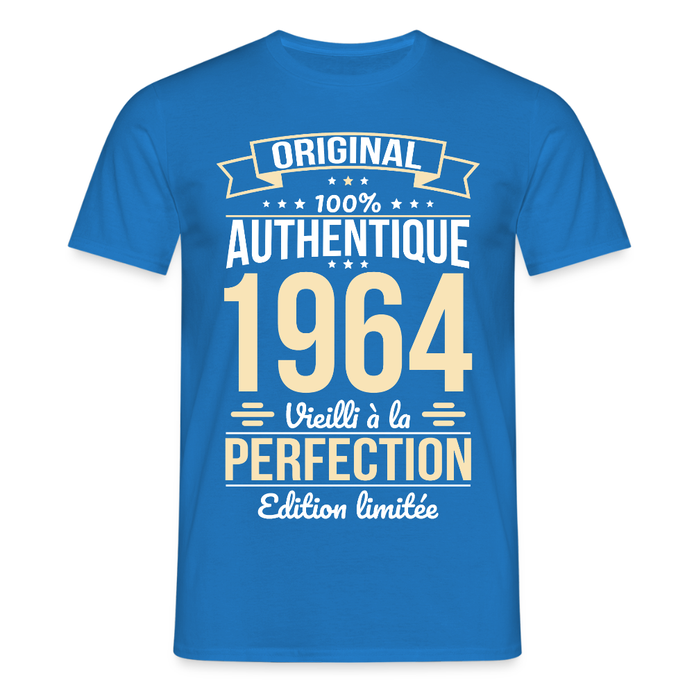 T-shirt Homme - Anniversaire 61 Ans - Original 1964 - bleu royal
