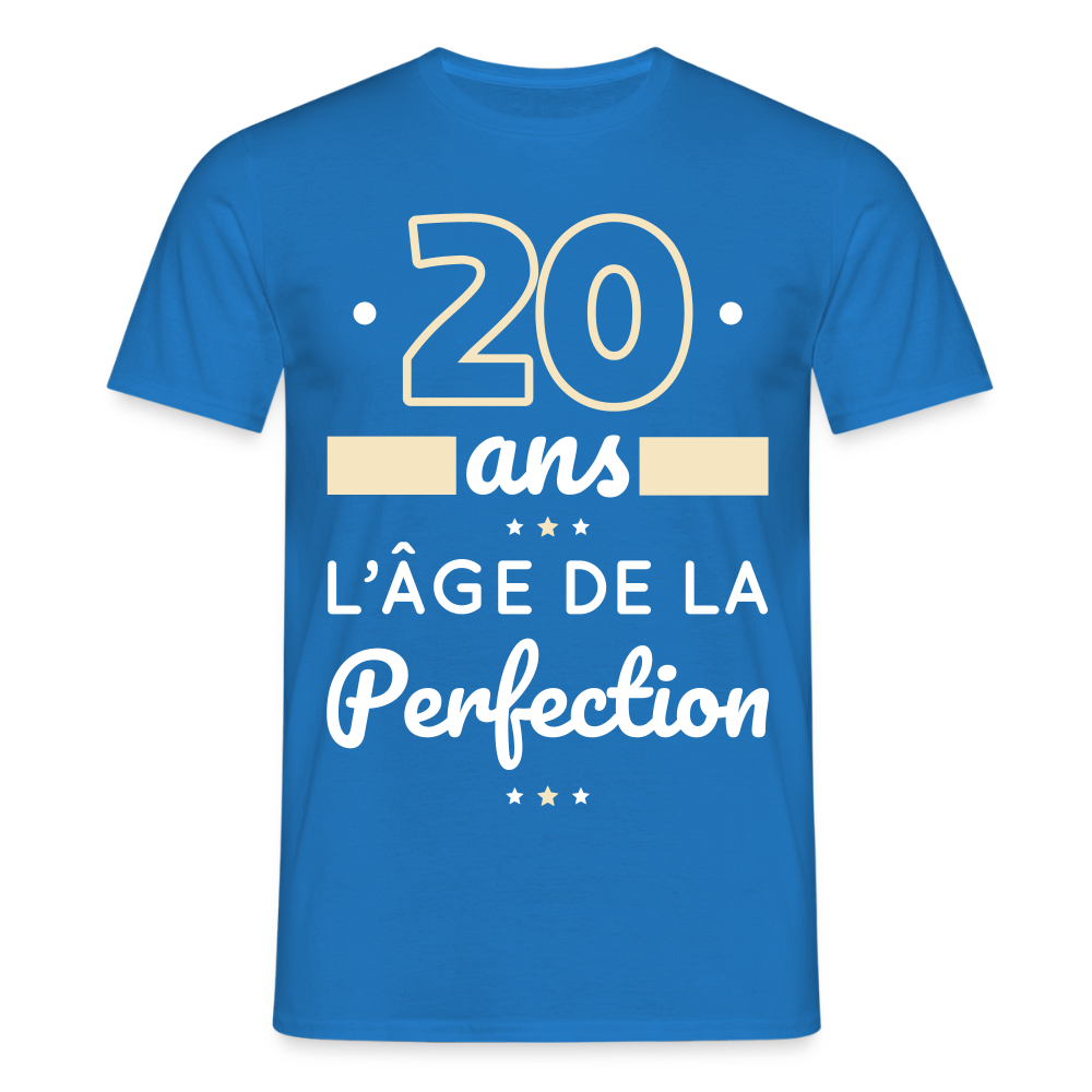 T-shirt Homme - 20 ans l'âge de la perfection - bleu royal