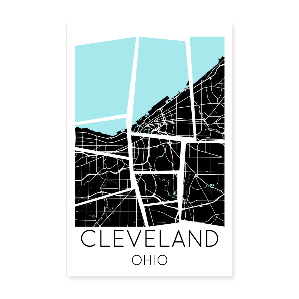Poster Cleveland - Plan Cleveland - 20 x 30 cm - blanc