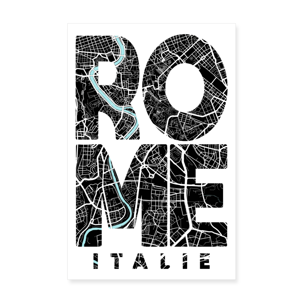 Poster Rome - Plan Rome - 20 x 30 cm - blanc
