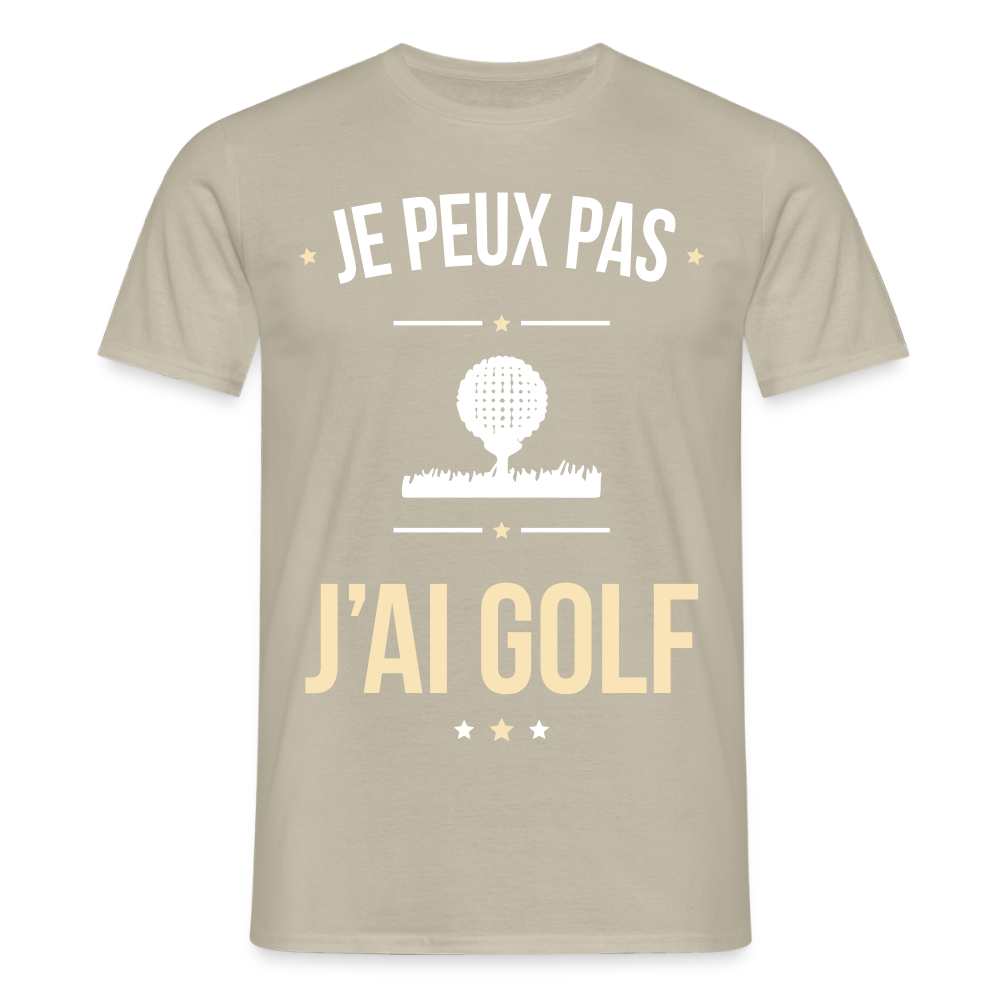 T-shirt Homme - Je peux pas j'ai Golf - beige sable