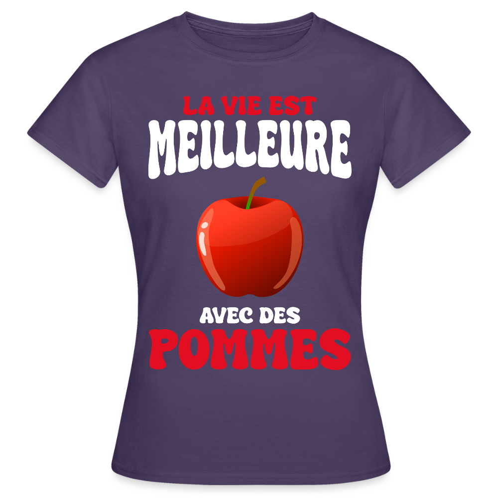 T-shirt Femme - La vie est meilleure avec des pommes - violet foncé