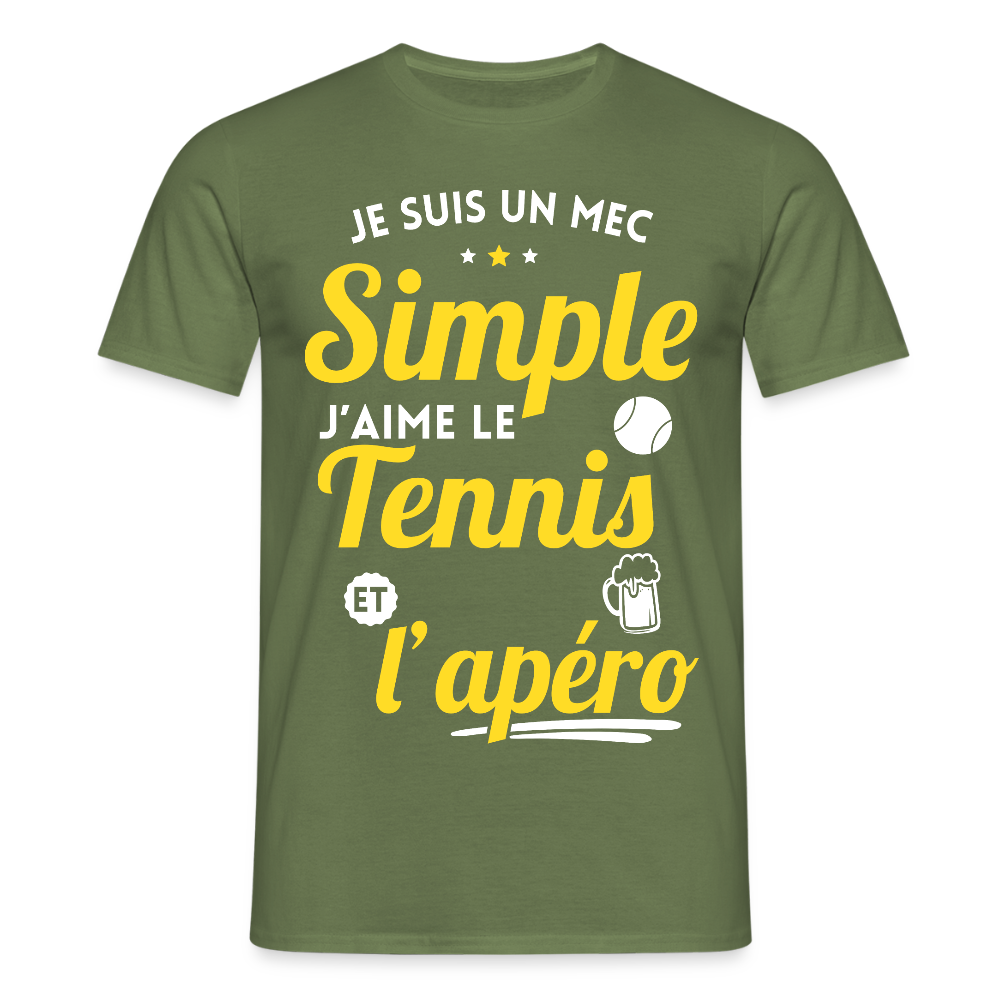 T-shirt Homme - J'aime le tennis et l'apéro - vert militaire