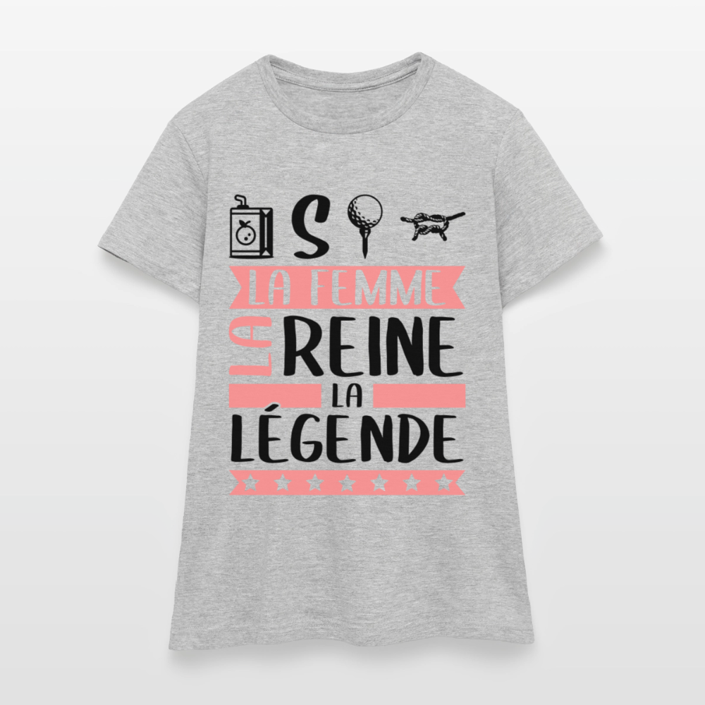 T-shirt femme coloris clair Justine rébus – La femme, la reine, la légende - gris chiné
