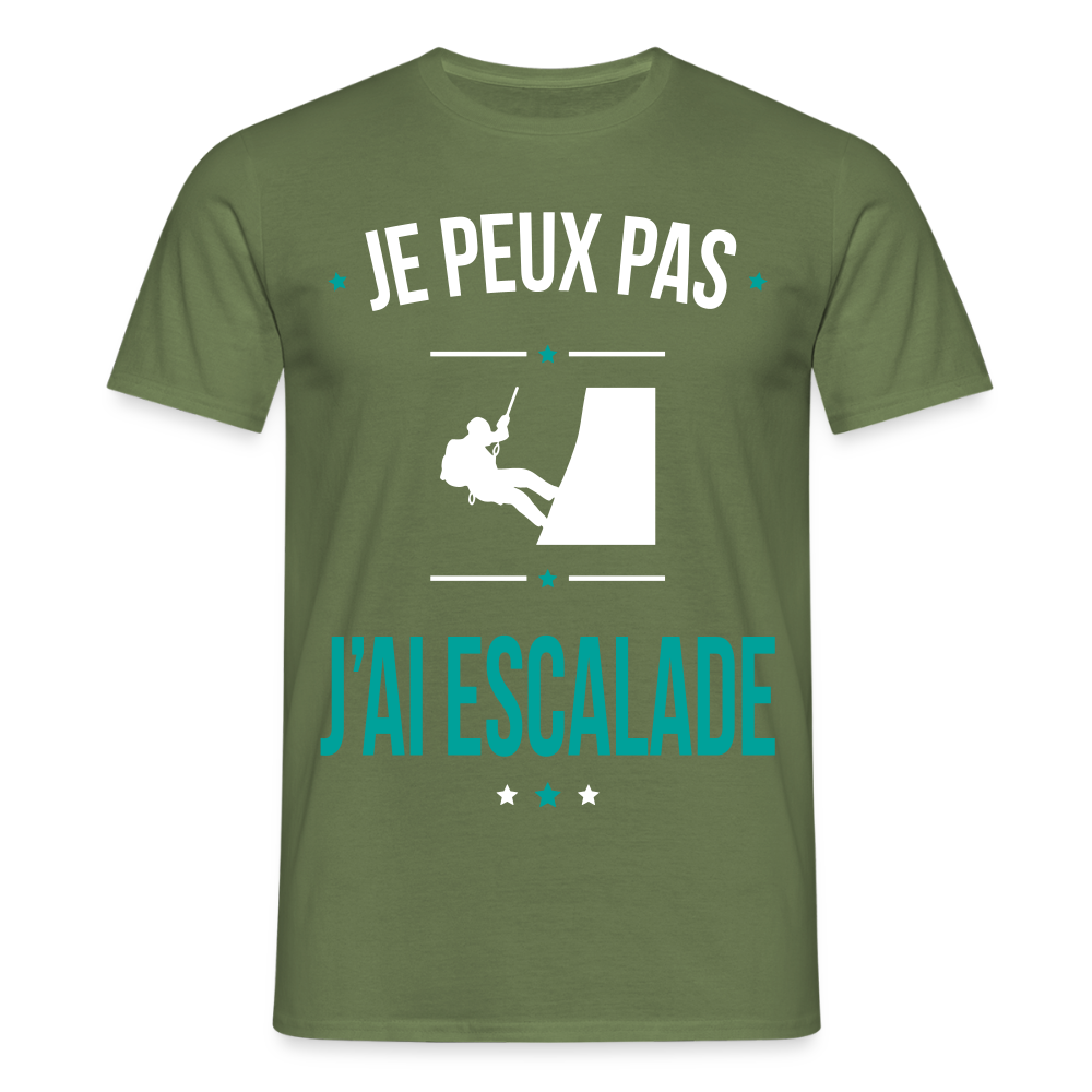 T-shirt Homme - Je peux pas j'ai Escalade - vert militaire