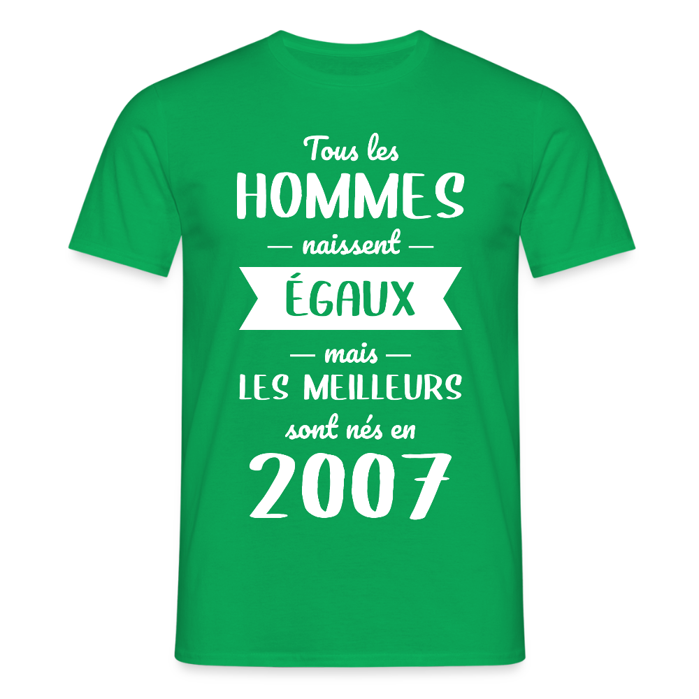 T-shirt Homme - Anniversaire 18 Ans - Les meilleurs sont nés en 2007 - vert