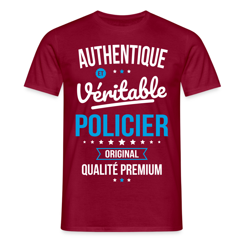 T-shirt Homme - Authentique et véritable Policier - rouge brique