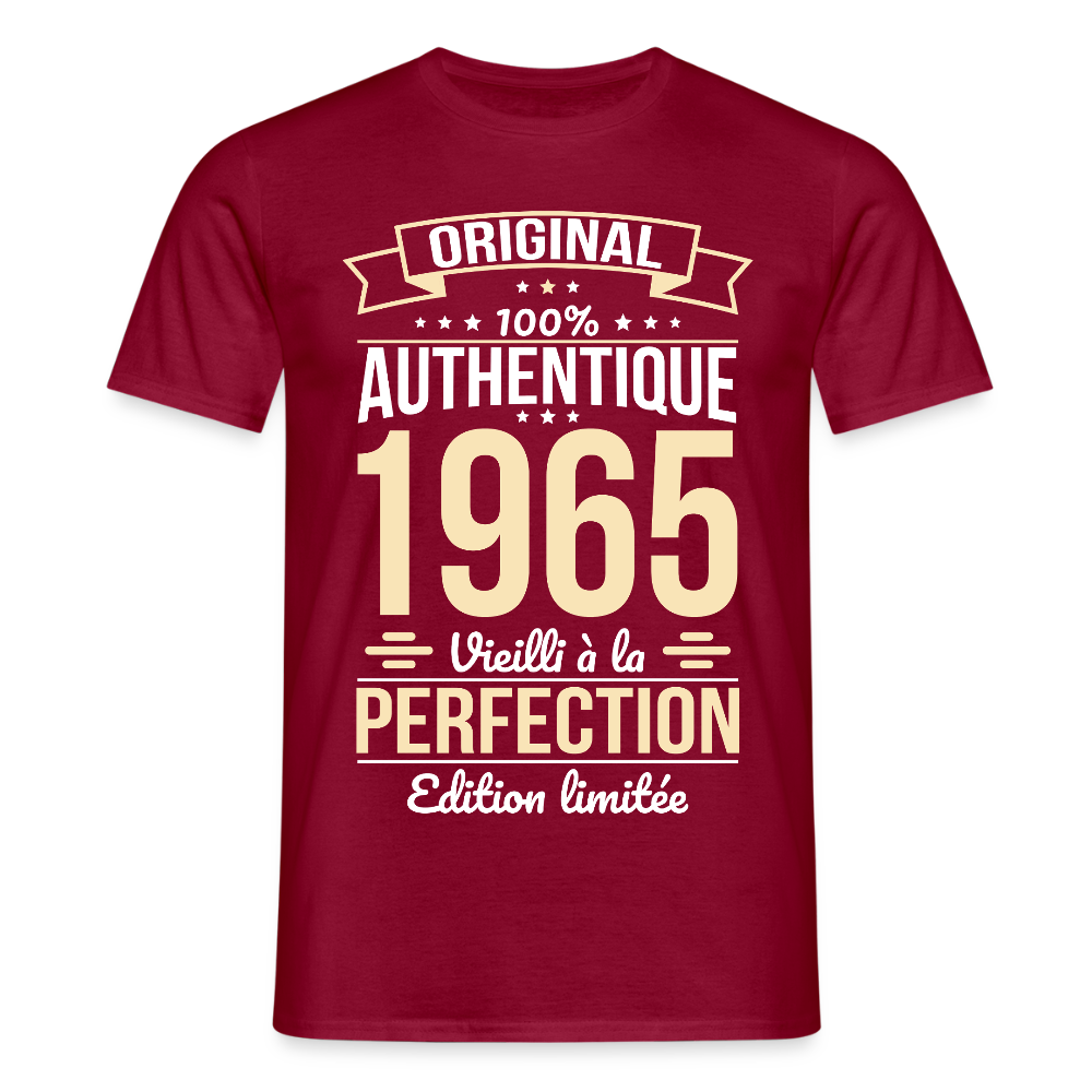 T-shirt Homme - Anniversaire 60 Ans - Original 1965 - rouge brique