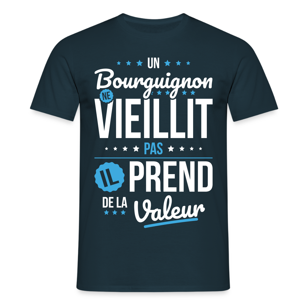 T-shirt Homme - Un Bourguignon ne vieillit pas - marine