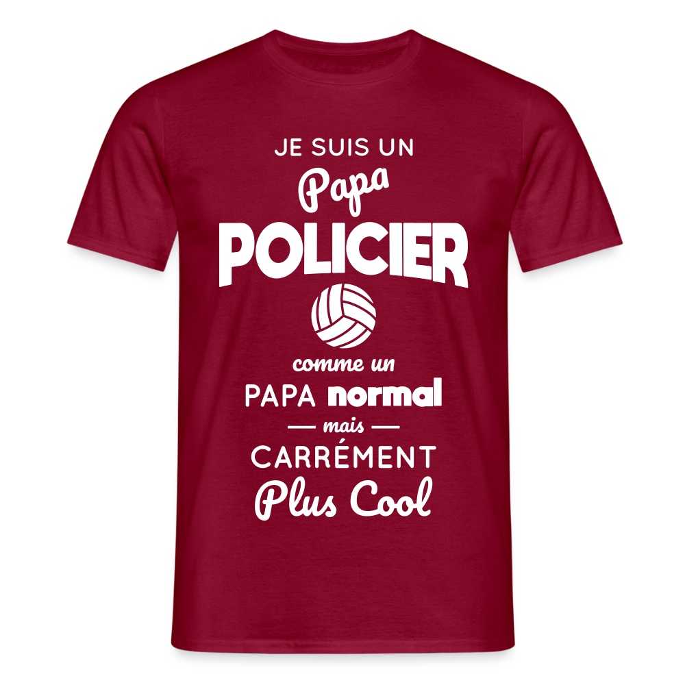 T-shirt Homme - Papa policier plus cool - rouge brique