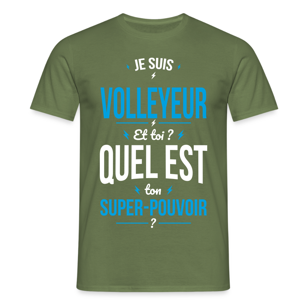 T-shirt Homme - Je suis volleyeur - Super-pouvoir - vert militaire